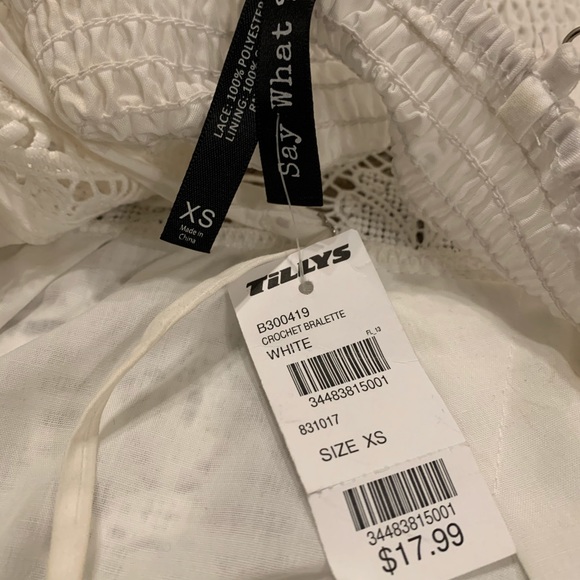 NWT! Say What? Crochet White Crop Top - Picture 4 of 4